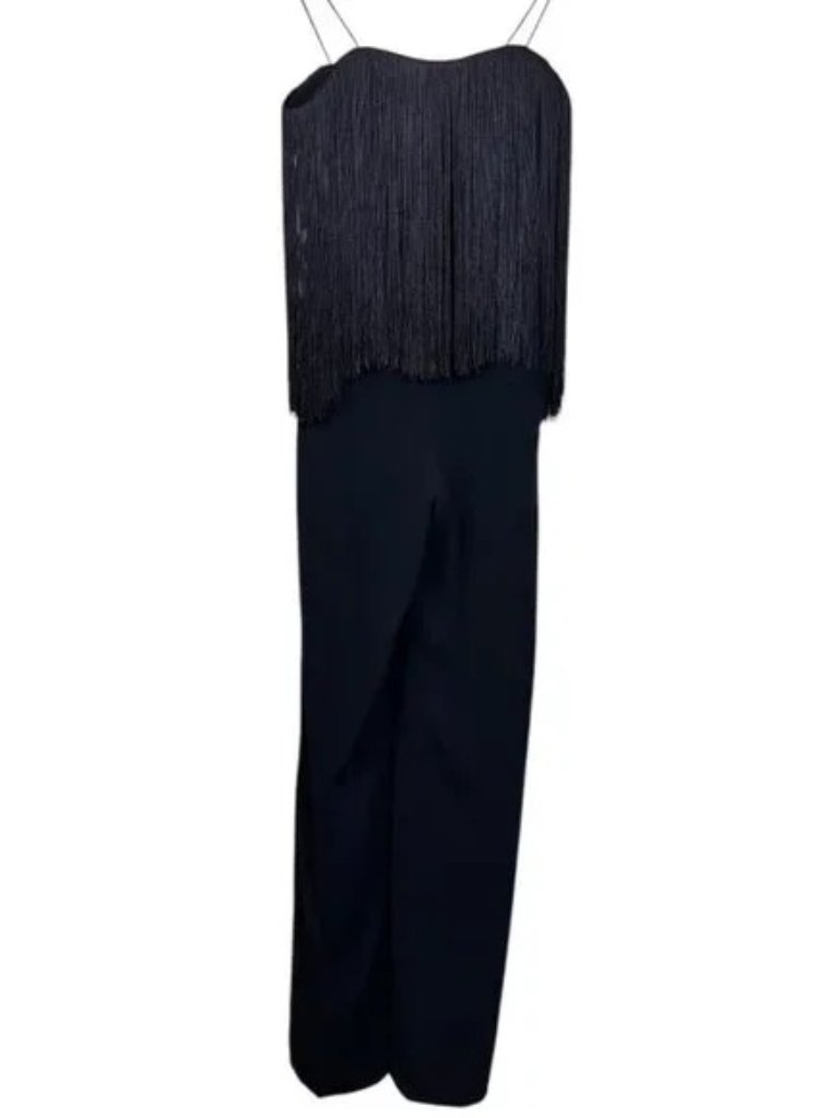 Nwt Club Monaco Women"S Fringe Jumpsuit Size 00 In Black